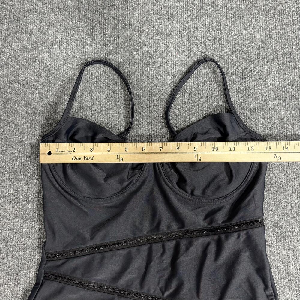 Mary Sol Swimsuit Womens 12 Black One Piece Underwire Spaghetti Strap Mesh Trim - Picture 6 of 12
